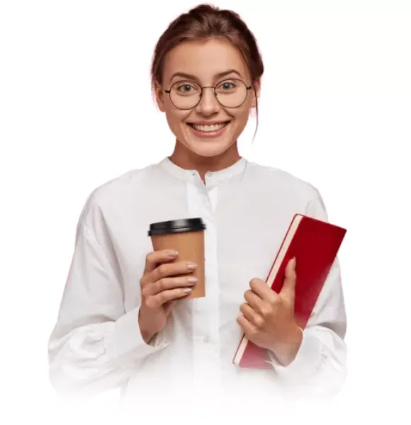 Professora segurando livros