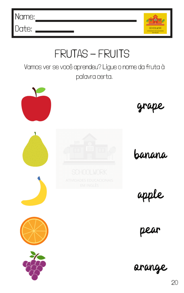 Aprenda o nome das frutas em inglês - Prime School